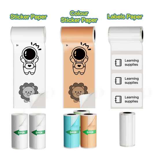 Sticker Paper for Mini Printer Label Sticker Paper Color Thermal Paper Width for Label Maker Printers Photo Printing